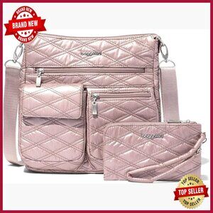 Modern Slim Crossbody Bag with RFID Blocking, 9 Pockets, Water-Resistant